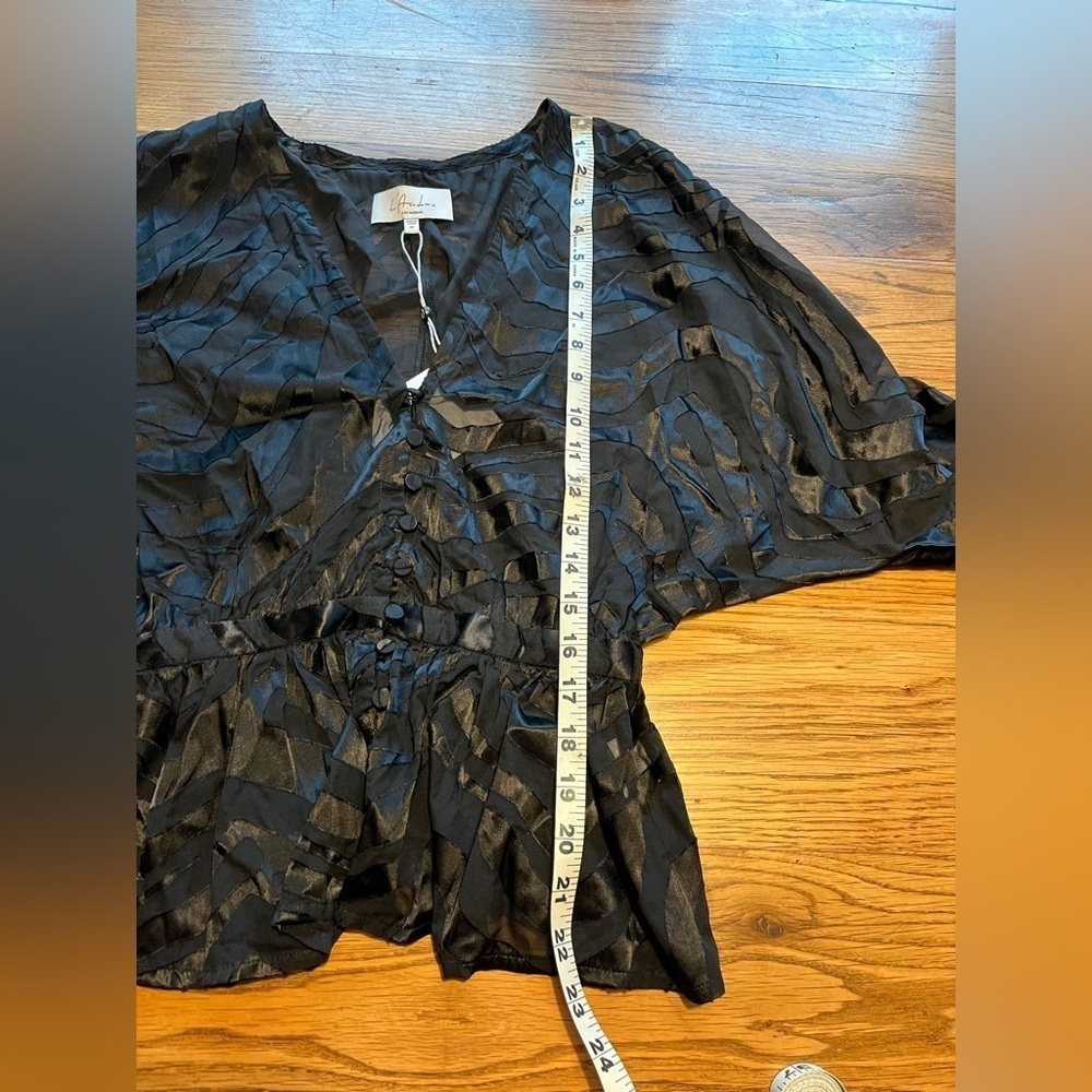 LACADEMIE Elegant NWT Black Women's Sheer Top Size XS - Picture 8 of 8